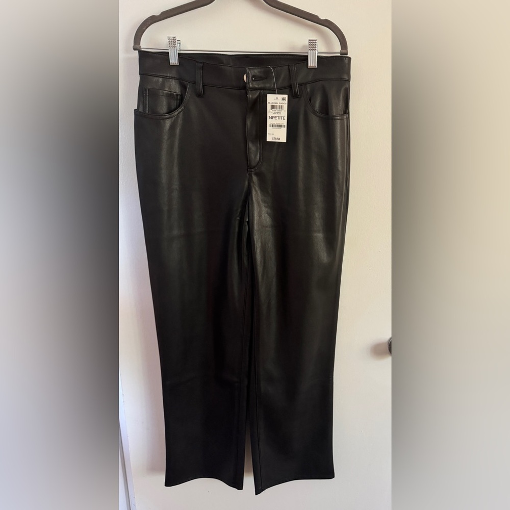 New Black Buttery Soft Faux Leather Pants 14p